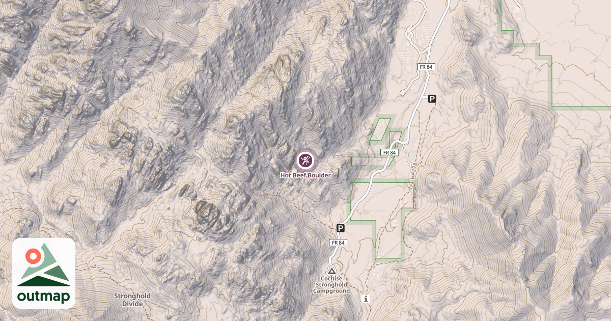 Map of Hot Beef Boulder
