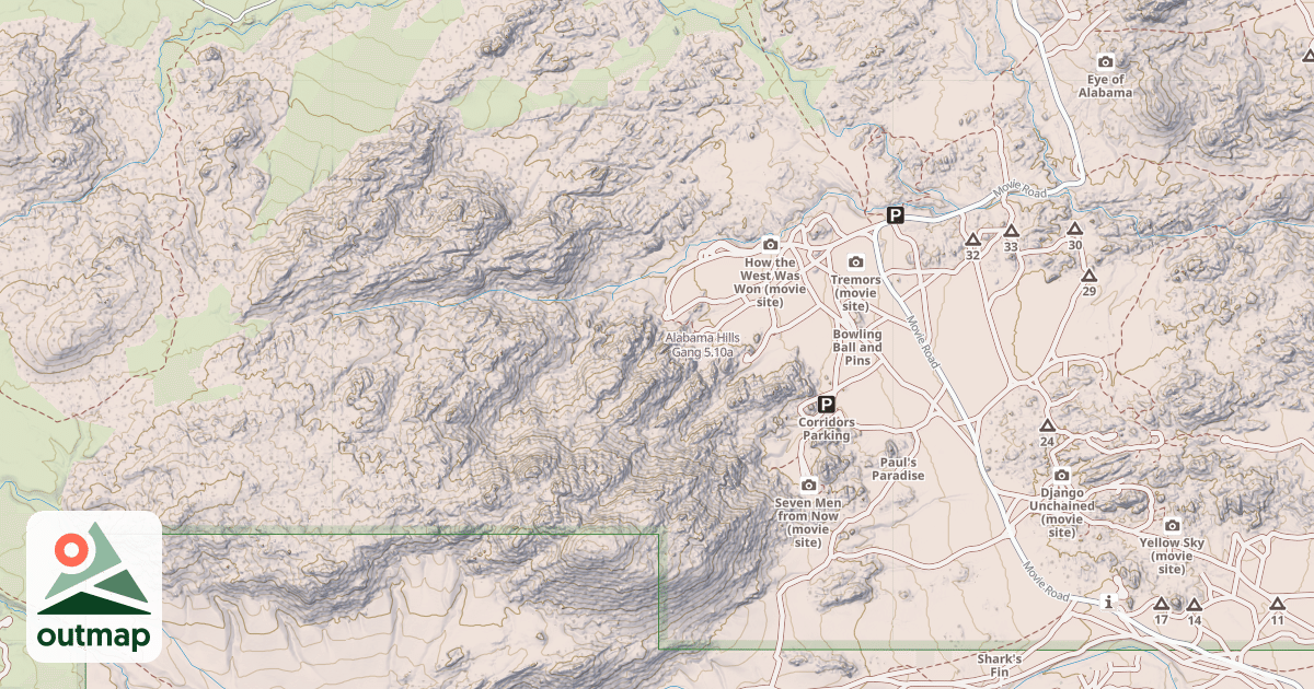Map of Alabama Hills Gang