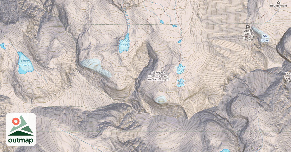Map of Chiefshead Northeast Ramp aka Slant Gully