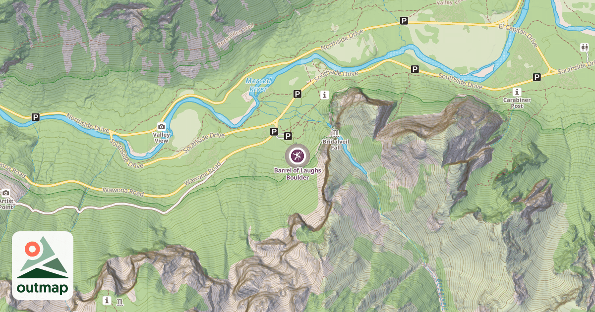 Map of Barrel of Laughs Boulder