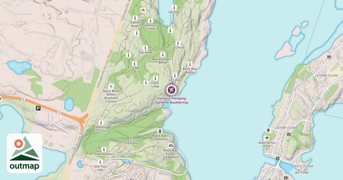 Map of Harbour/Hanging Gardens Bouldering