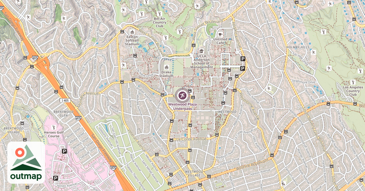 Map of Westwood Plaza Underpass