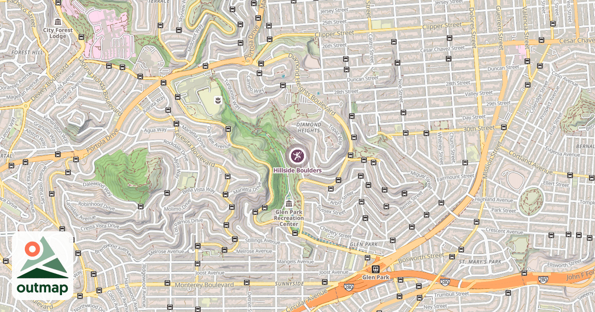 Map of Hillside Boulders