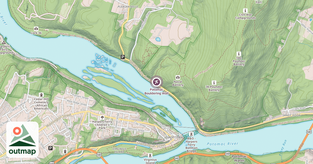 Map of Potomac Bouldering Wall
