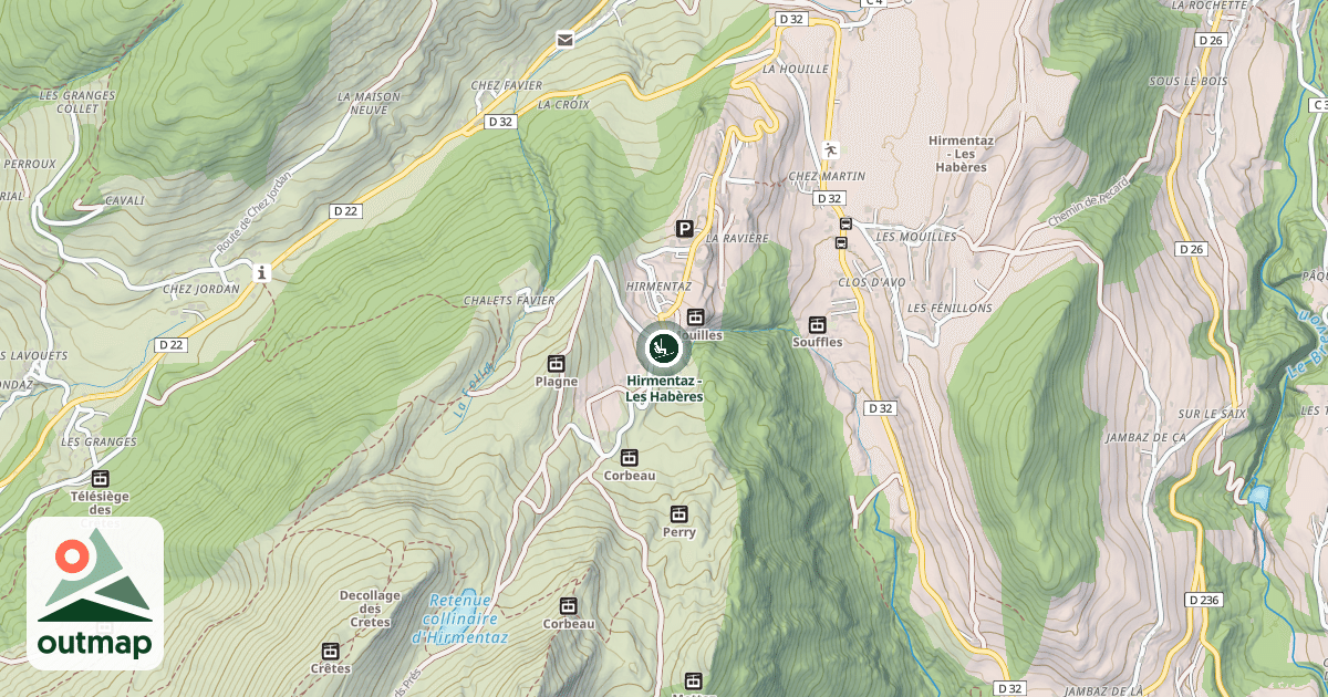 Map of Hirmentaz - Les Habères