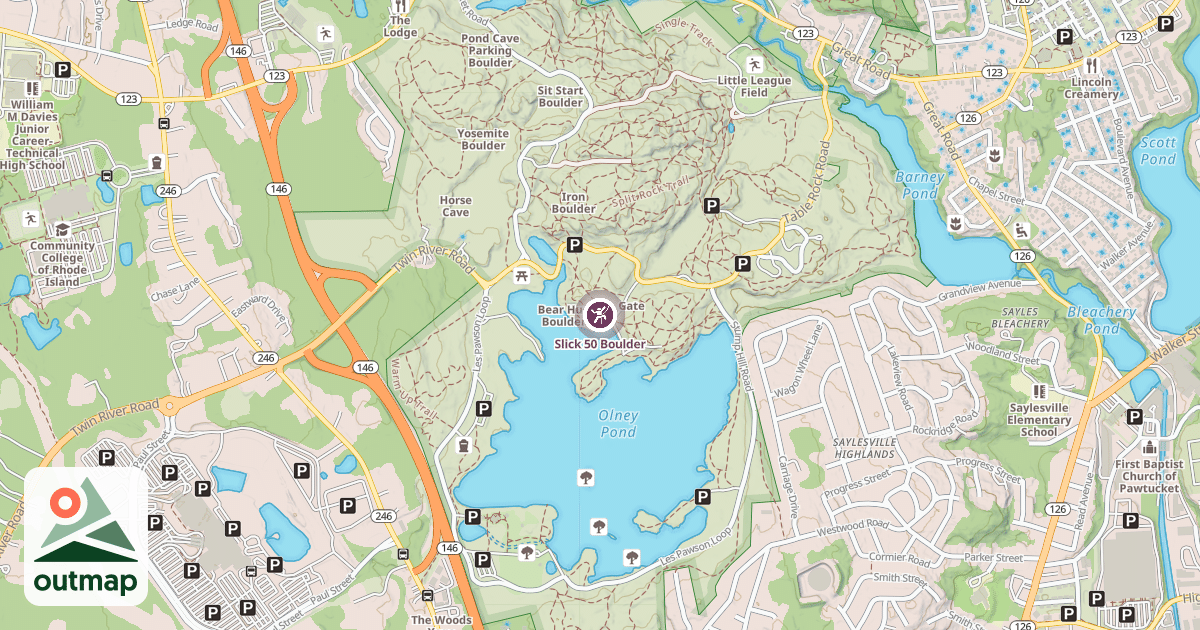 Map of Slick 50 Boulder