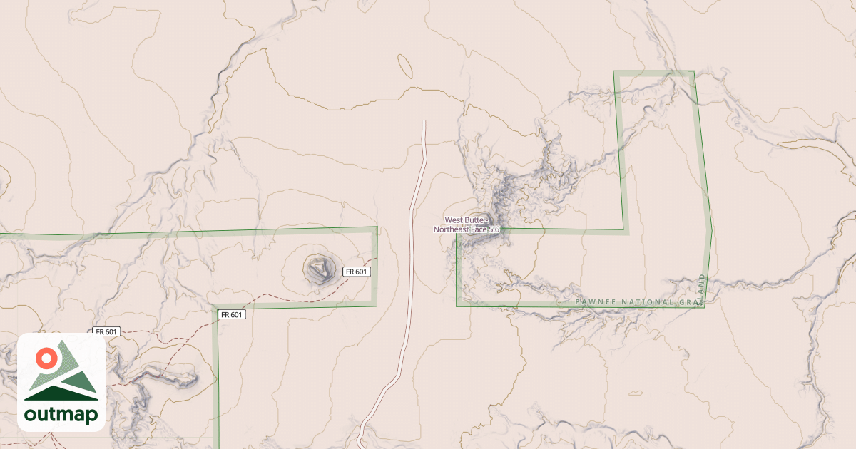 Map of West Butte - Northeast Face