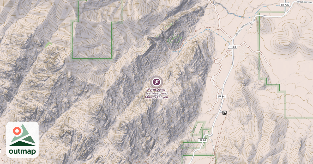 Map of Worm Dome, Tsef Naeb, and Murray Canyon
