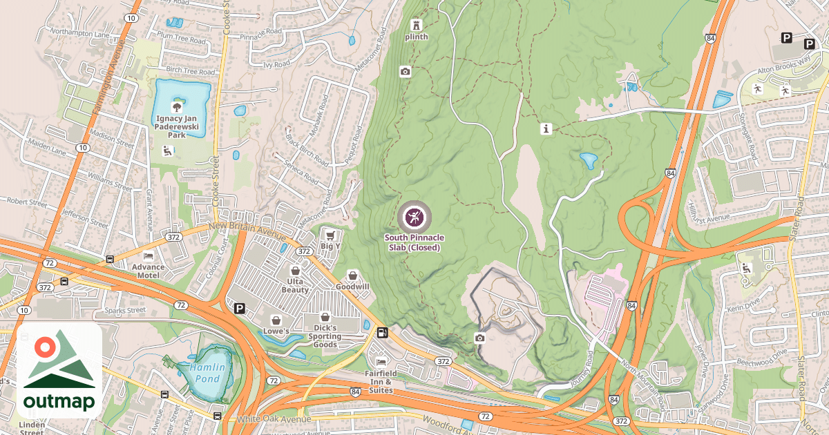 Map of South Pinnacle Slab (Closed)