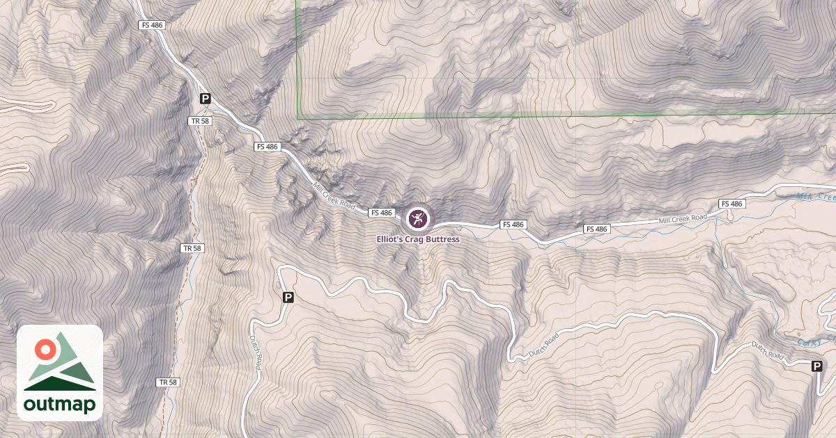 Map of Elliot's Crag Buttress