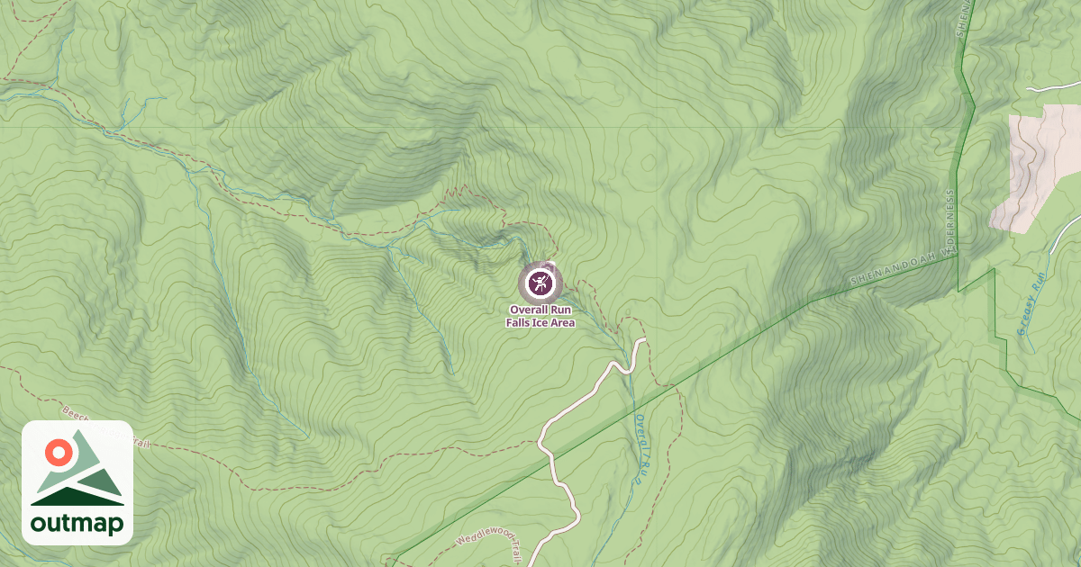 Map of Overall Run Falls Ice Area