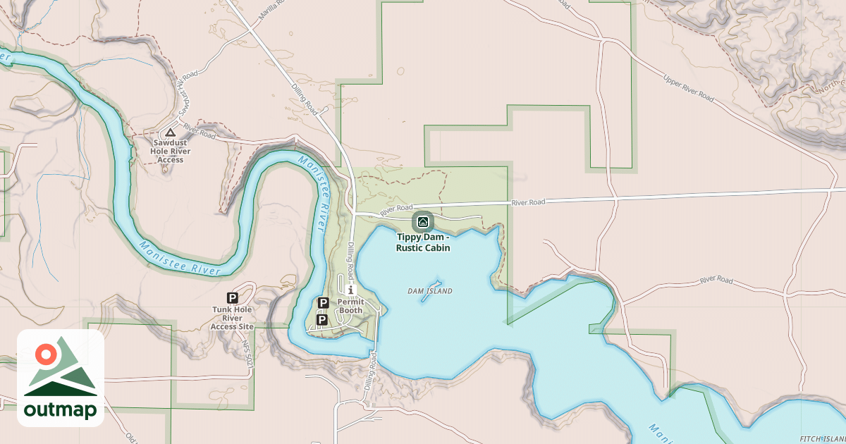 Map of Tippy Dam - Rustic Cabin