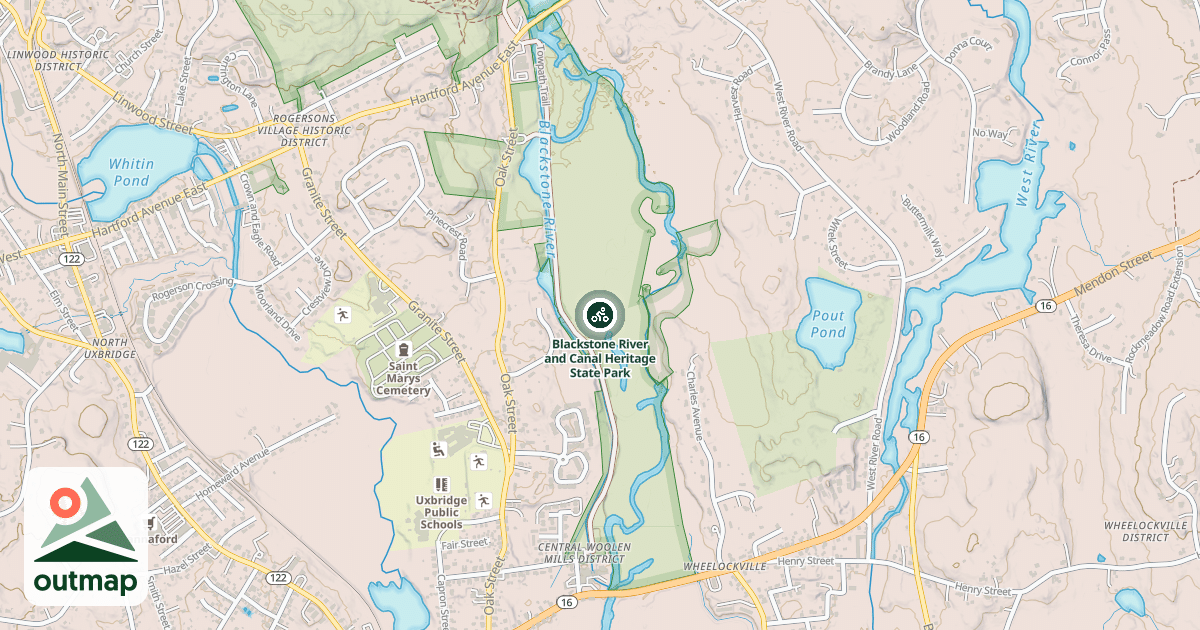 Map of Blackstone River and Canal Heritage State Park