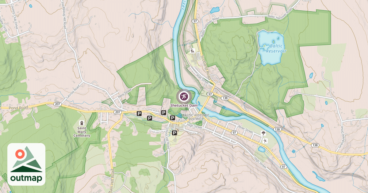 Map of Shetucket Dam
