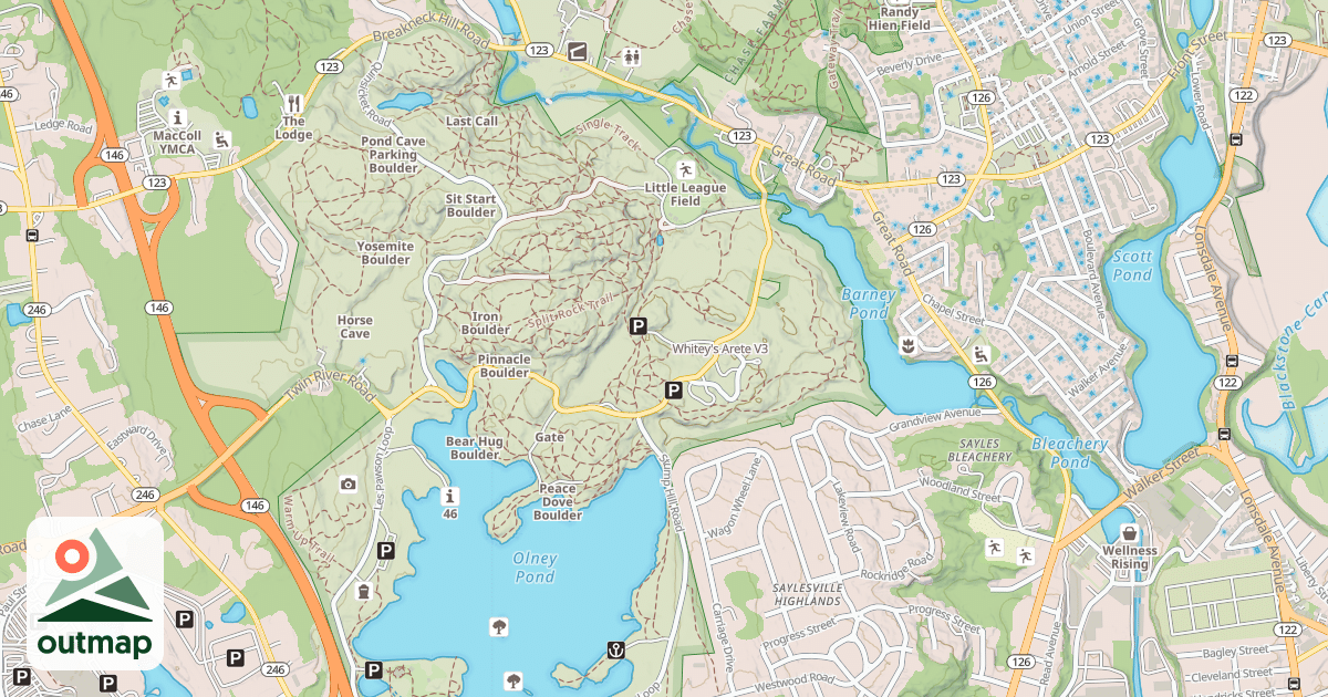 Map of Whitey's Arete