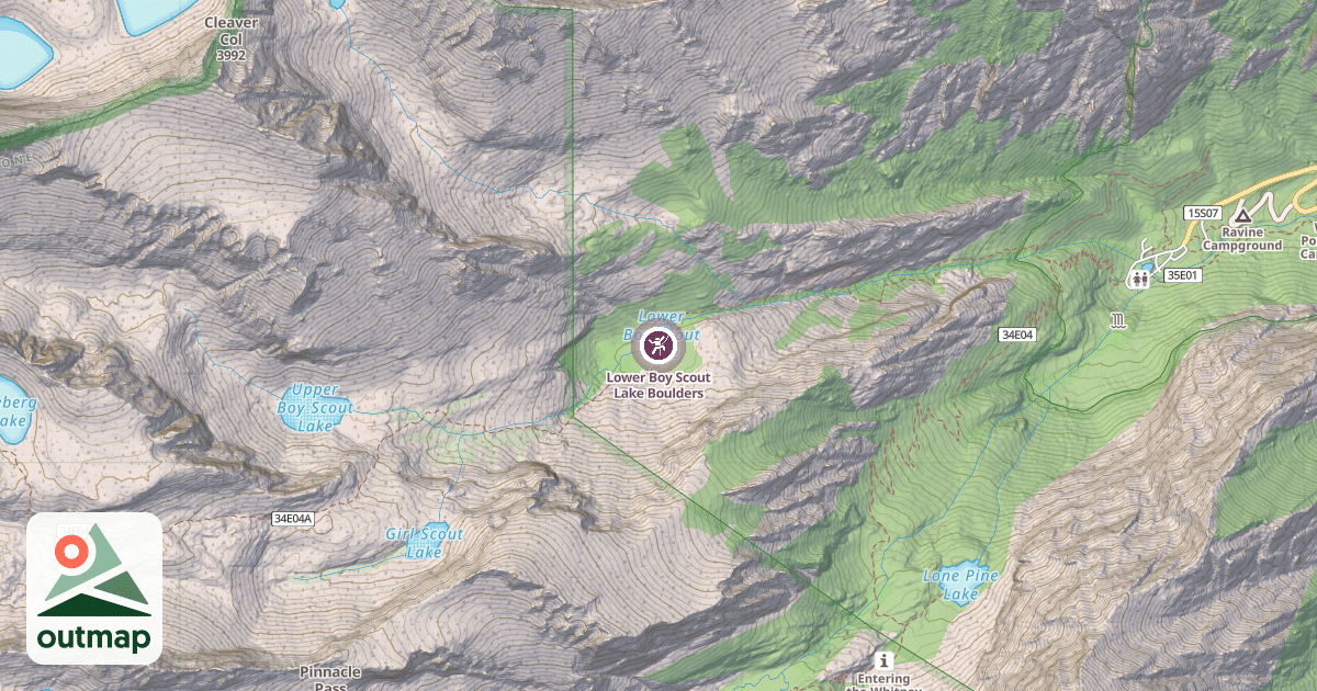 Map of Lower Boy Scout Lake Boulders