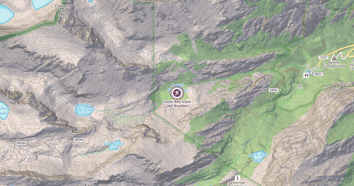 Map preview of Lower Boy Scout Lake Boulders