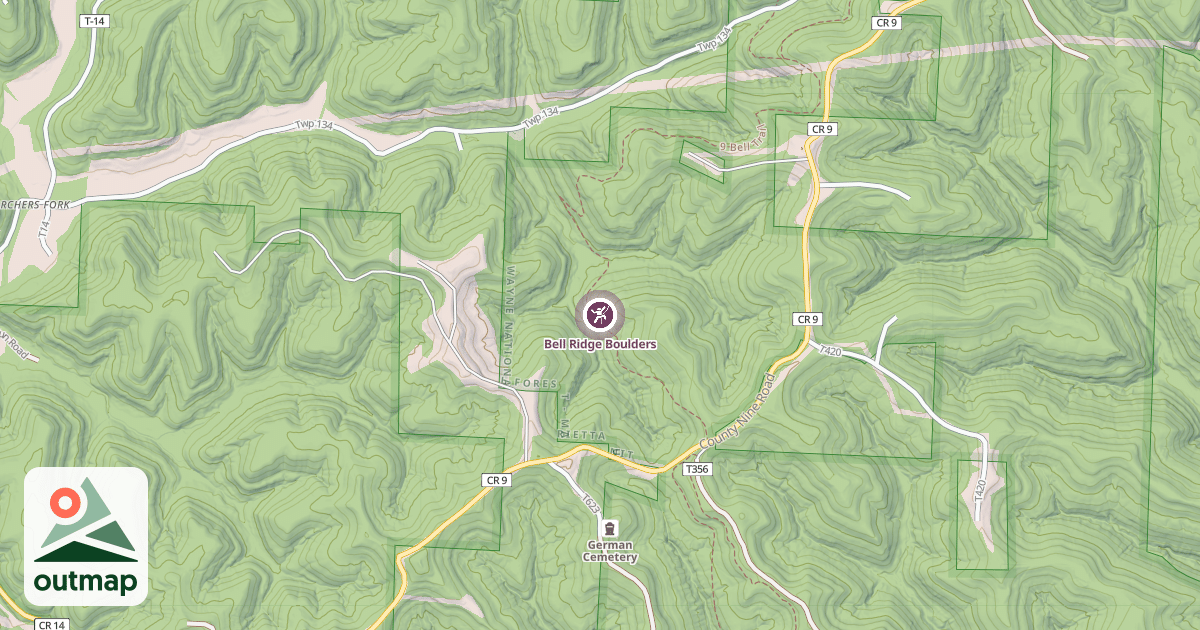Map of Bell Ridge Boulders