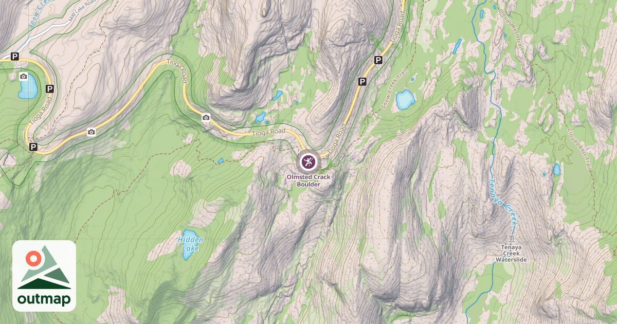 Map of Olmsted Crack Boulder