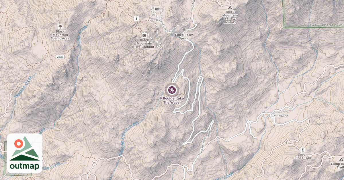 Map of F Boulder (aka The Wave)