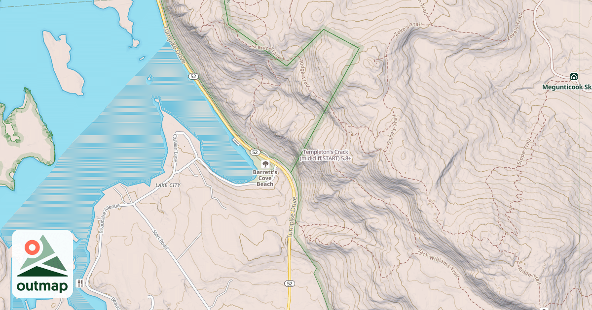 Map of Templeton's Crack (mid-cliff START)