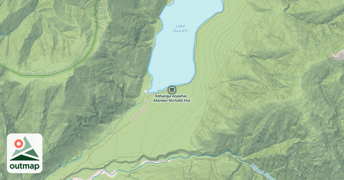 Map of Kōhanga Atawhai - Manson Nicholls Hut