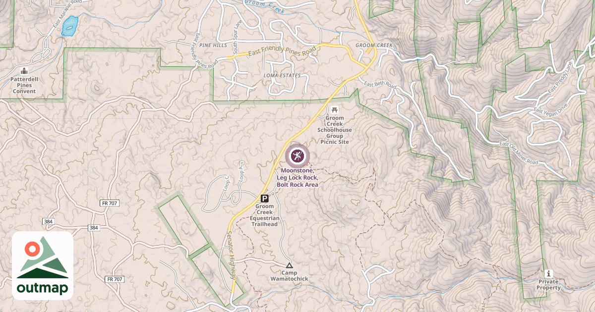 Map of Moonstone, Leg Lock Rock, Bolt Rock Area