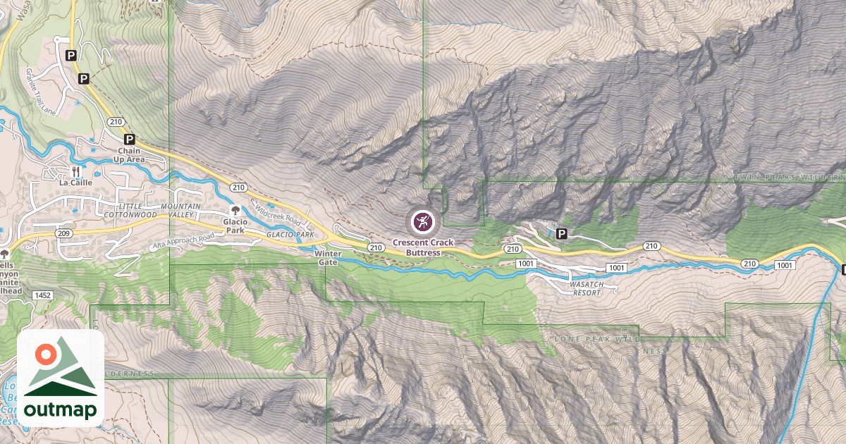 Map of Crescent Crack Buttress