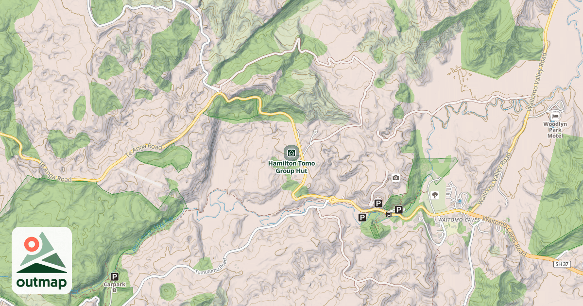 Map of Hamilton Tomo Group Hut