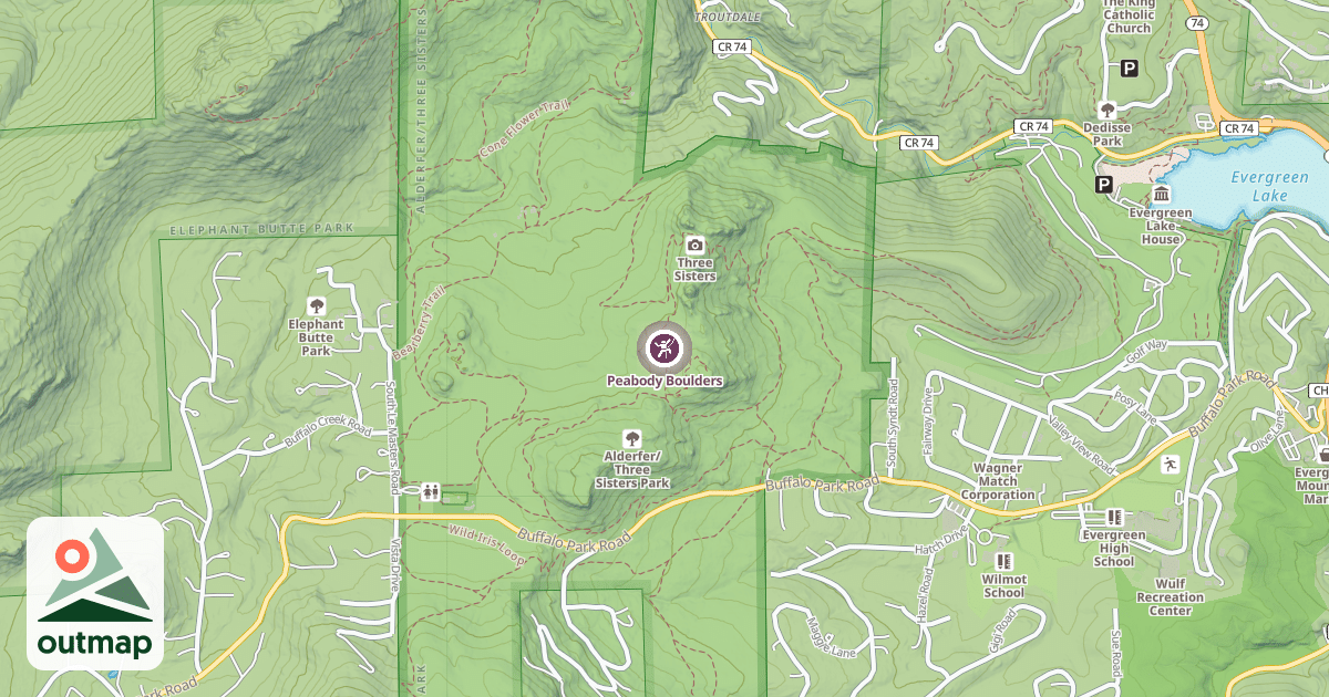 Map of Peabody Boulders