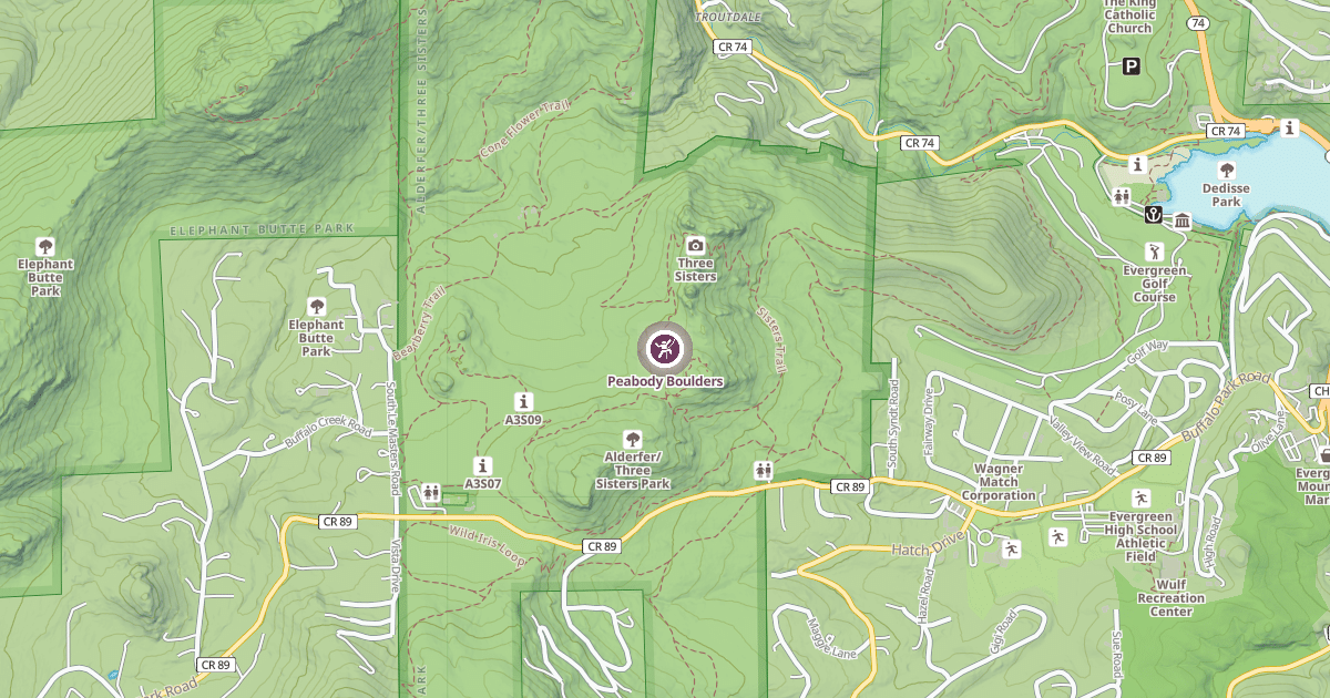 Map preview of Peabody Boulders