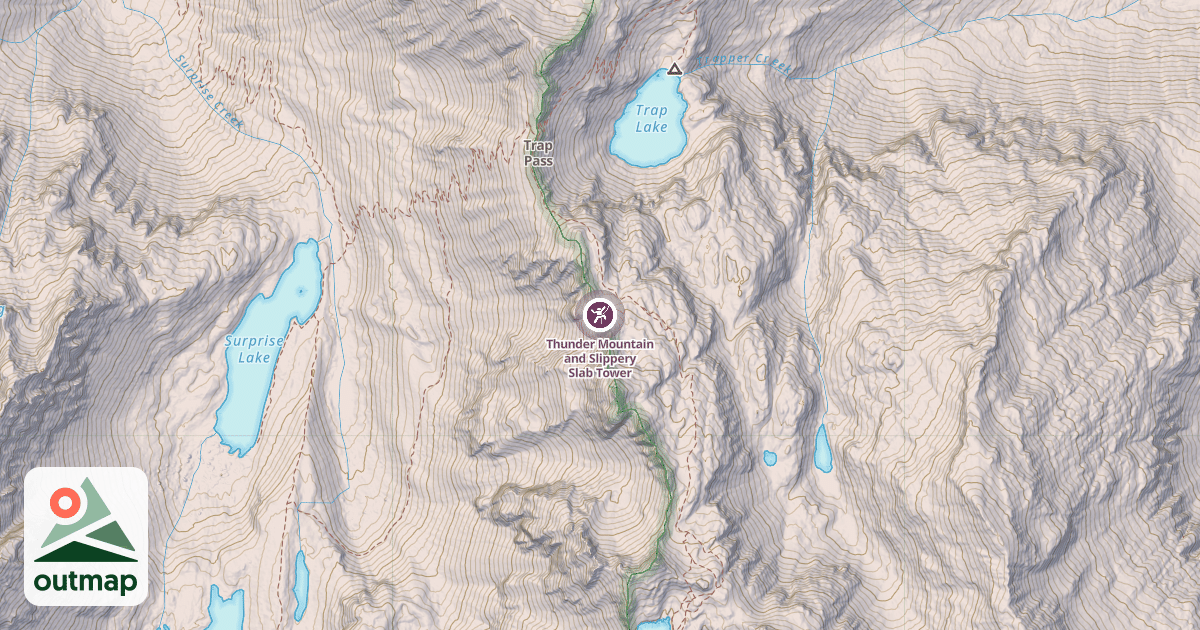 Map of Thunder Mountain and Slippery Slab Tower