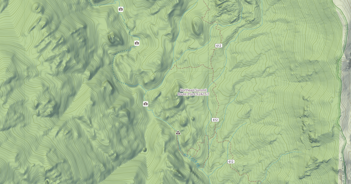 Map preview of Northeast Summit Route; Point 9,242