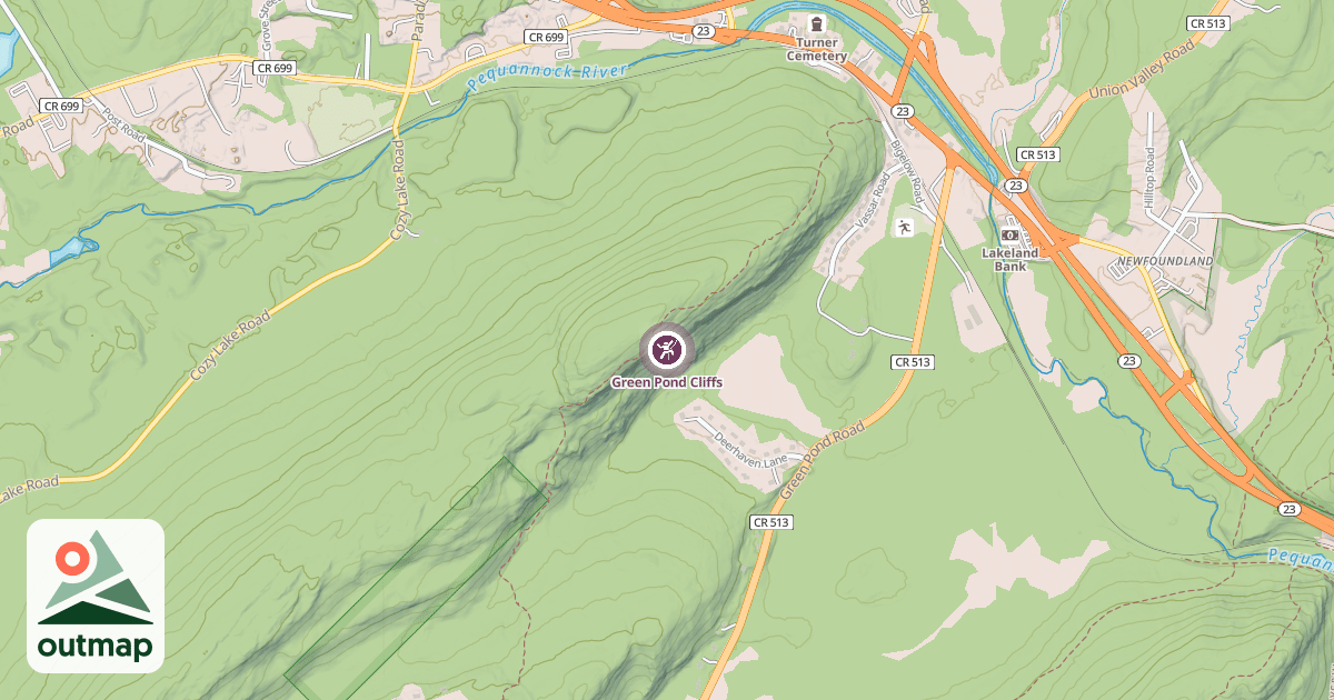 Map of Green Pond Cliffs