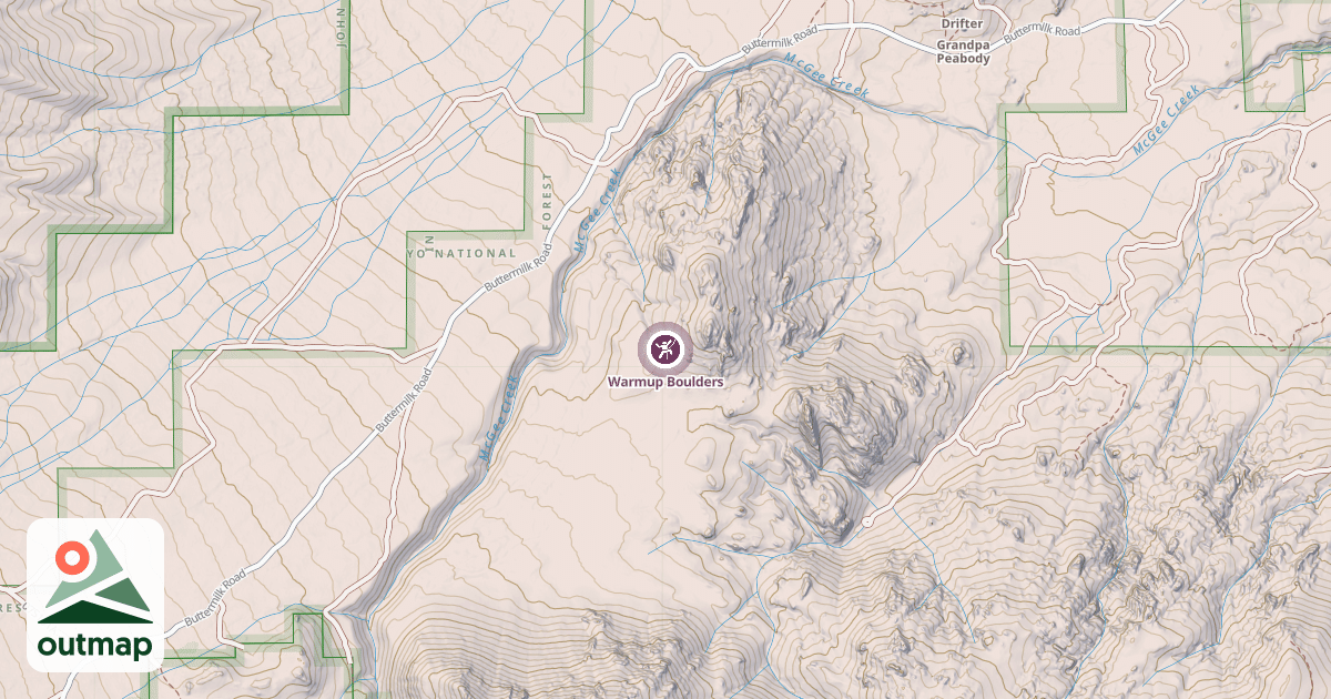 Map of Warmup Boulders