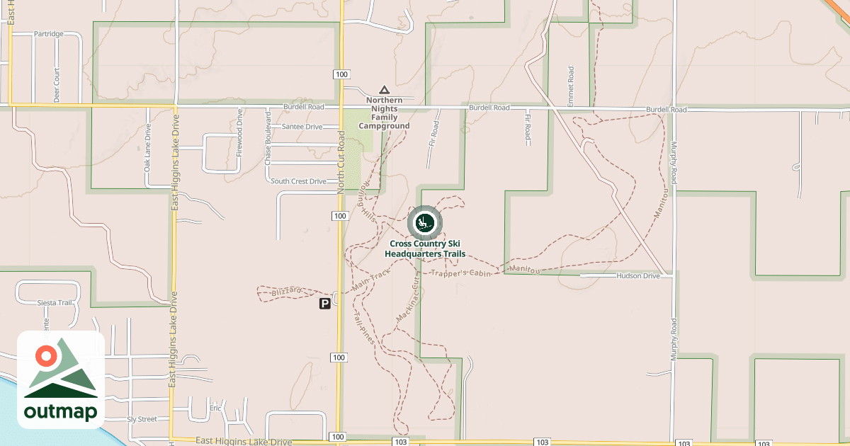 Map of Cross Country Ski Headquarters Trails