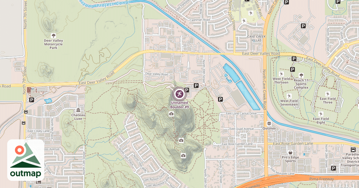 Map of Unnamed Boulder #9