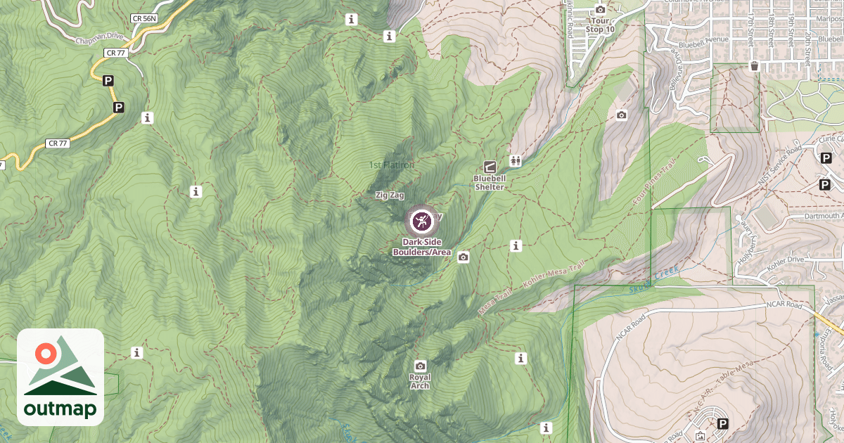 Map of Dark Side Boulders/Area