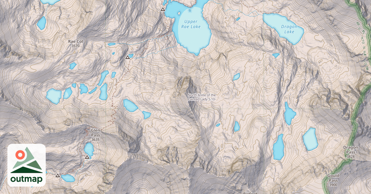 Map of North Arete of the Painted Lady