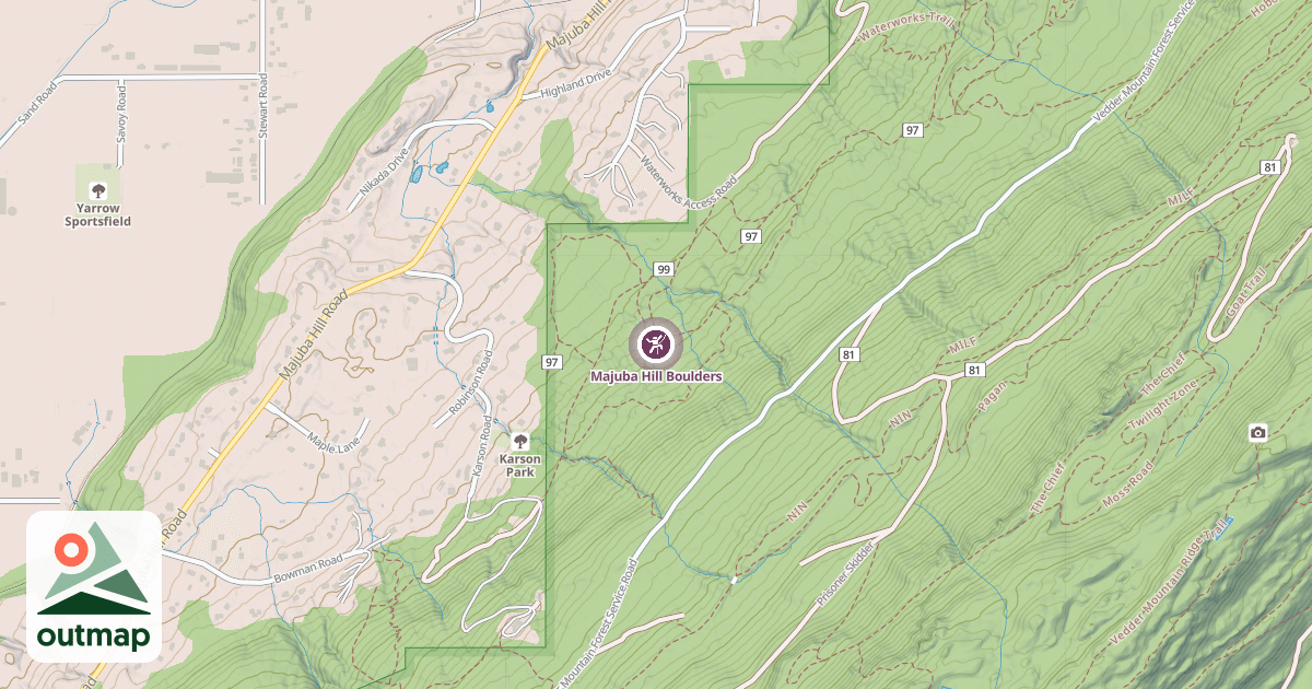 Map of Majuba Hill Boulders