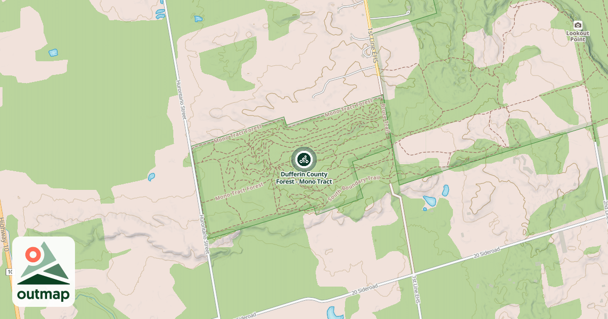 Map of Dufferin County Forest - Mono Tract