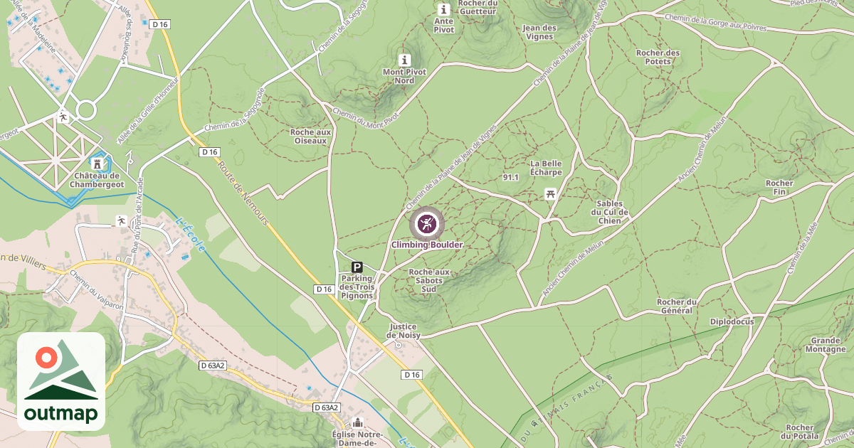 Map of Climbing Boulder
