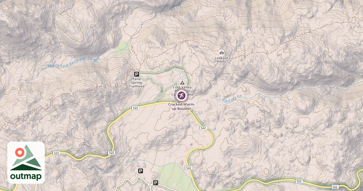 Map of Cracked Warm-up Boulder