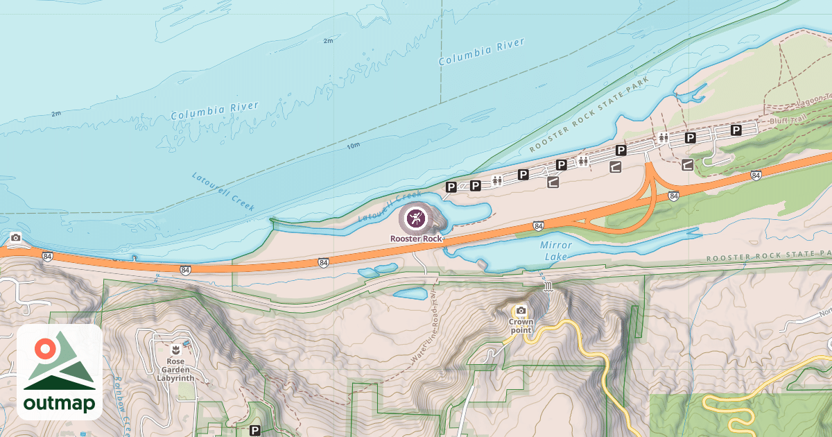 Map of Rooster Rock