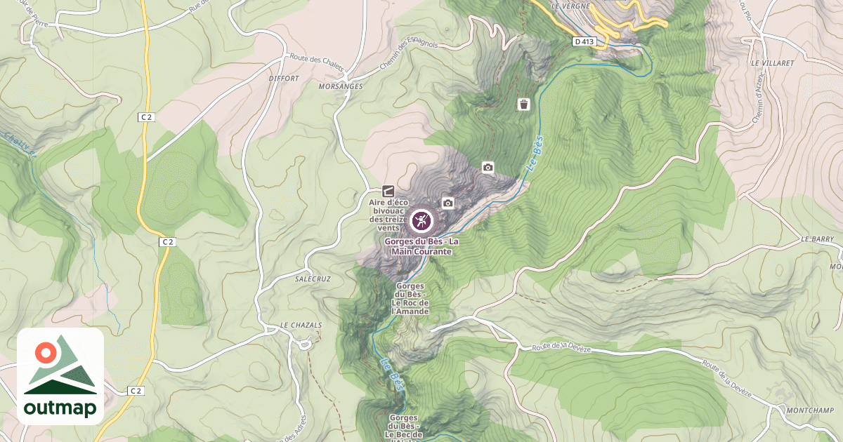 Map of Gorges du Bès - La Main Courante