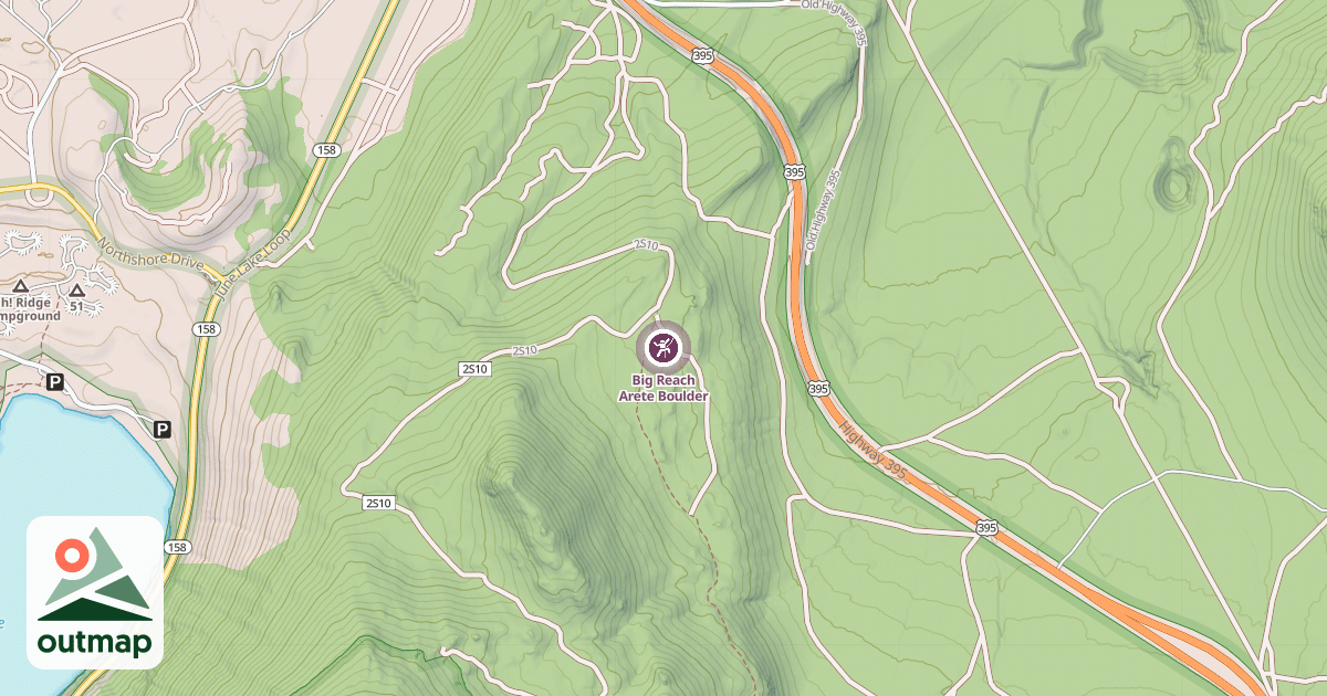 Map of Big Reach Arete Boulder