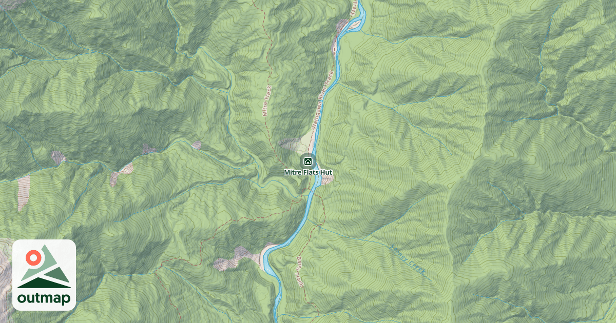 Map of Mitre Flats Hut