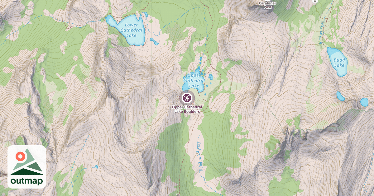 Map of Upper Cathedral Lake Boulders