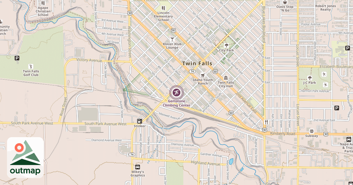 Map of Gemstone Climbing Center