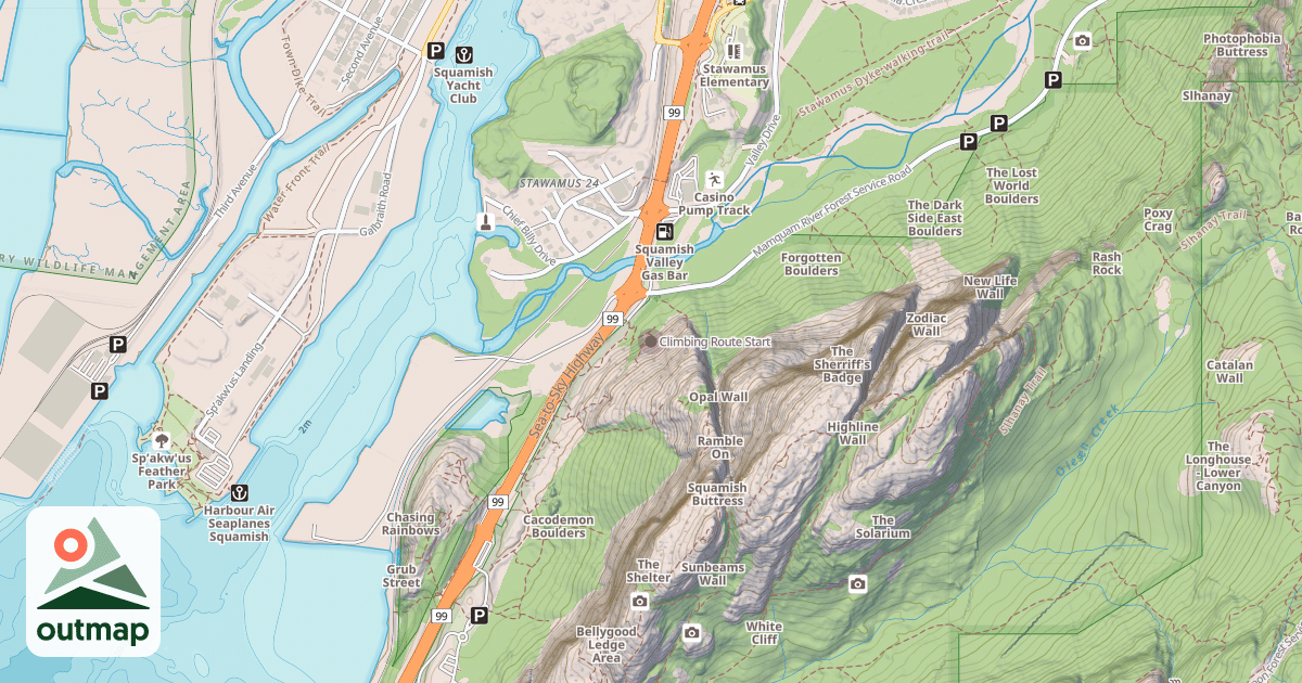Map of Climbing Route Start